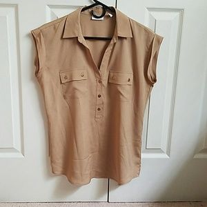 New york & co tan and gold blouse